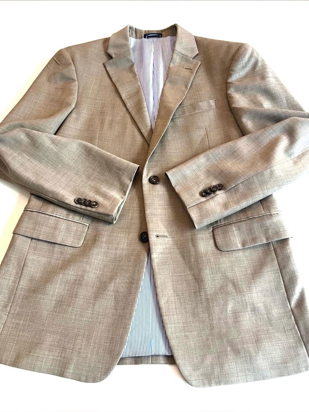 100% Wool Tommy Hilfiger Men's Tan Textured Wool Blazer